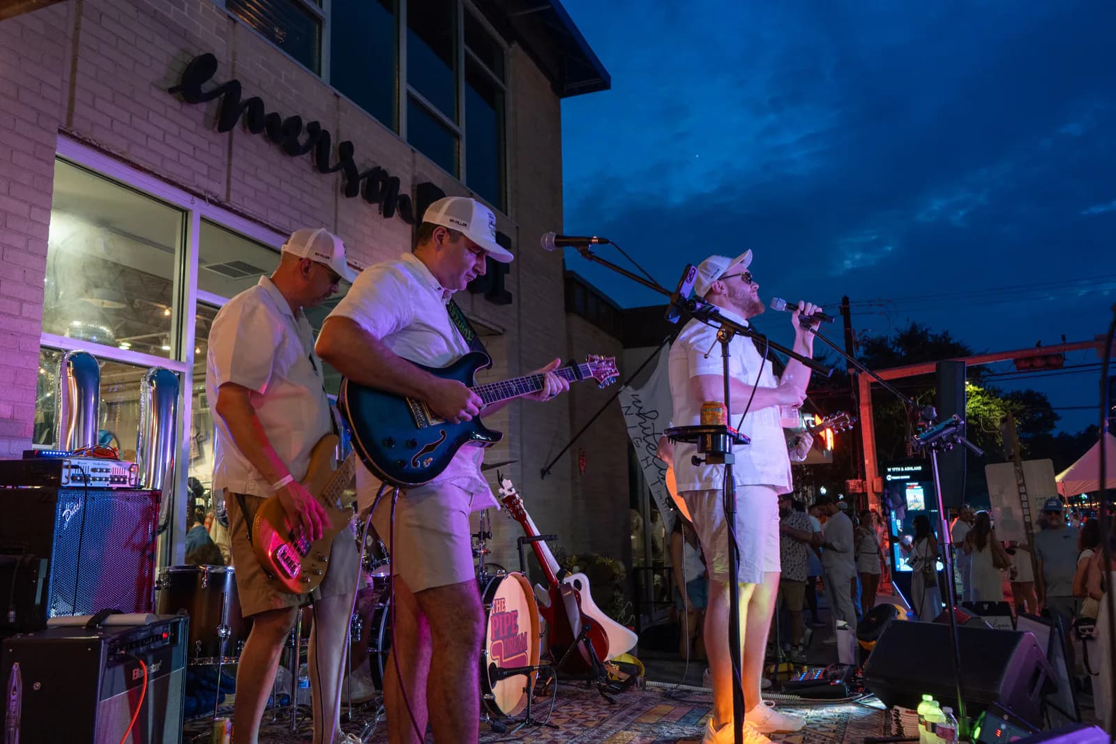 The Pipe Dream performing outdoors at White Linen Night